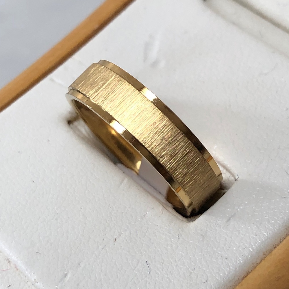 New Stainless Steel Yellow Men's Women's Wedding Wide Flat Bands 6mm Size 8